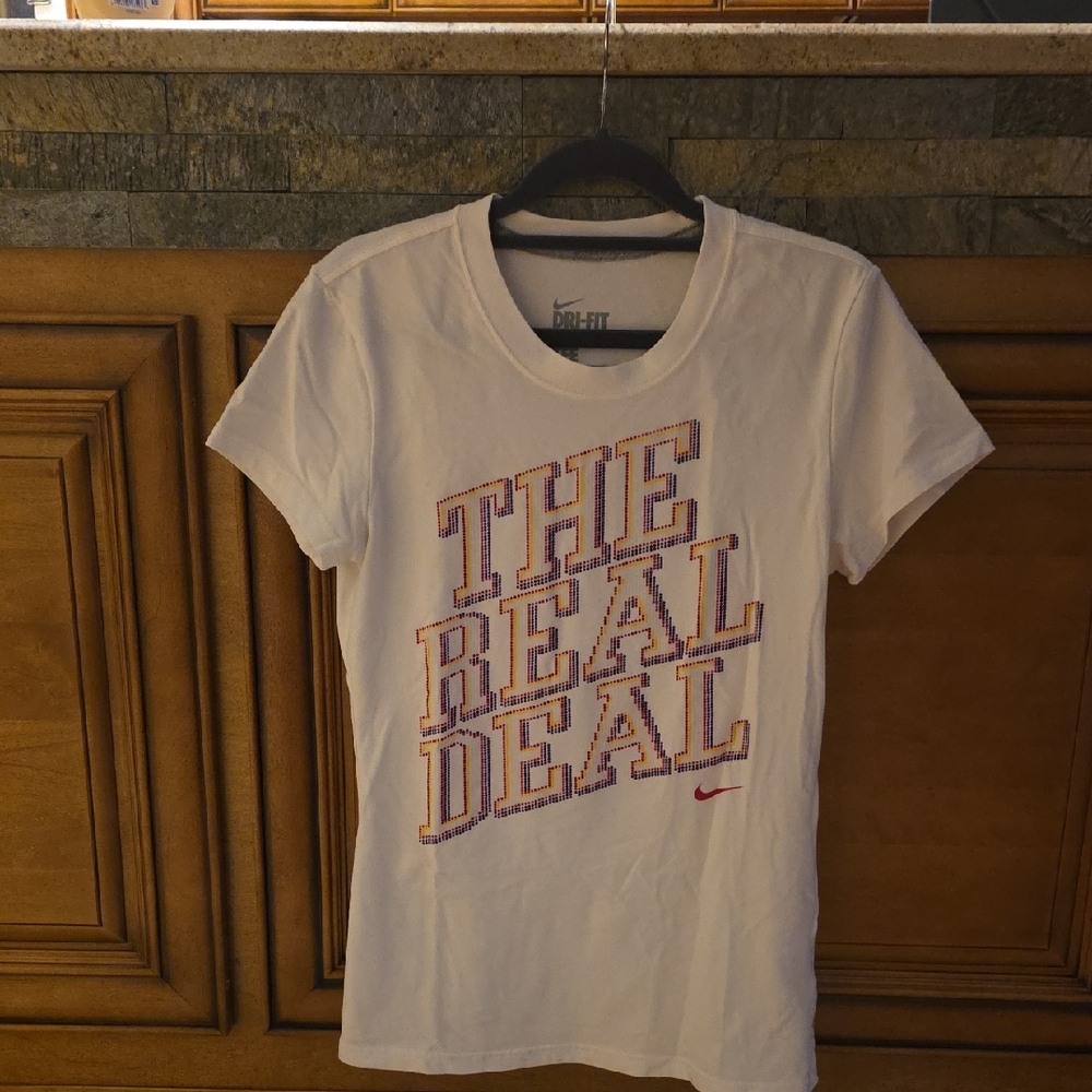 Nike White 'The Real Deal' Women's Tee. Size Med.